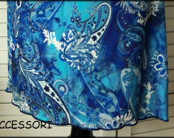 Jersey skirt summer skirt viscose jersey ice blue paisley flowered ladies skirt A - form