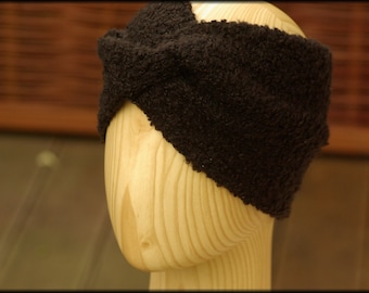 Headband Bouclé black knot headband cuddly soft light