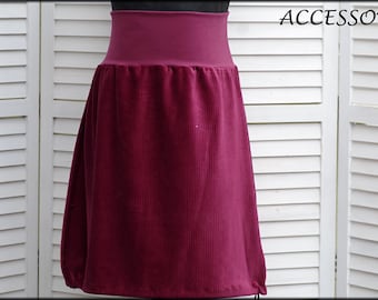 Balloon skirt corduroy skirt wine red cotton women's skirt corduroy