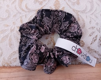 Scrunchie Haargummi Zopfgummi geblümt schwarz braun Haaraccessoires Haarschmuck