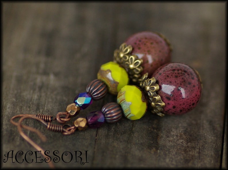 Earrings with ceramic beads