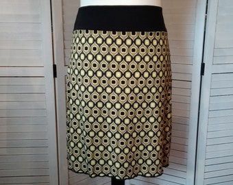 Jersey Skirt Summer Skirt Viscose Jersey Retro Pattern Pistachio green Women's Skirt A - Shape