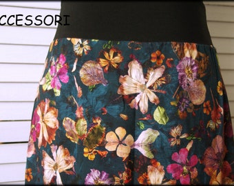 Jersey skirt summer skirt viscose jersey petrol floral women's skirt A - shape