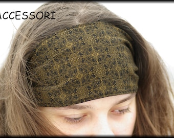 Hairband Bandana khaki green black ornaments viscose cotton