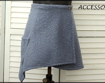 Wrap skirt short skirt kidney warmer mini skirt cozy warm bouclé grey blue