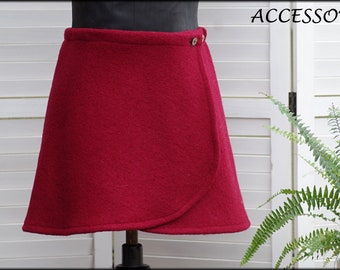 Wrap skirt wool skirt short skirt kidney warmer red mini skirt wool warm