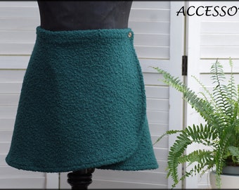 Wrap skirt bouclé skirt short skirt kidney warmer petrol mini skirt bouclé warm