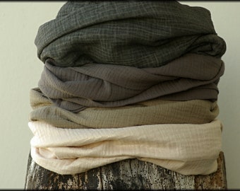 Loop scarf wrap scarf muslin khaki grey beige cream cotton neck jewelry