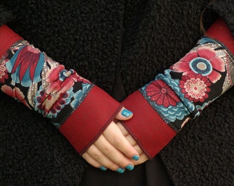 Arm Warmers Cuffs Hand Warmers Cotton Viscose Jersey Summer Warmer Flowered Pulse Warmer Hand Warmer