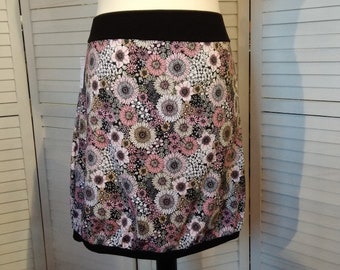 Balloon skirt jersey skirt summer skirt black white purple pink gerbera flowers cotton jersey ladies skirt