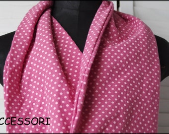 Loop scarf wrap scarf muslin pink white dotted cotton necklace hair band