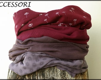 Loop Scarf Wrap Scarf Muslin Wine Red Purple Violet Dotted Cotton Necklace