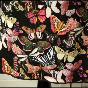 Jerseyrock Sommerrock Viskosejerse schwarz braun mit Schmetterlingen Libellen Damenrock A Form Bild 7