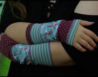 Arm cuffs Hand warmer Hand warmer Pulse warmer Summer cuffs Reversible cuffs mint green purple striped dotted flowered patchwork