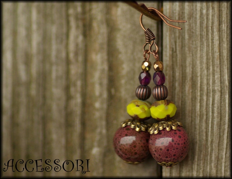 Earrings with ceramic beads