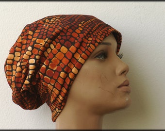 Cap Beanie double cap reversible cap black orange viscose jersey cotton jersey