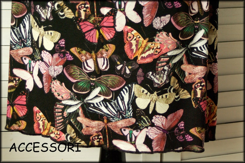 Jerseyrock Sommerrock Viskosejerse schwarz braun mit Schmetterlingen Libellen Damenrock A Form Bild 3