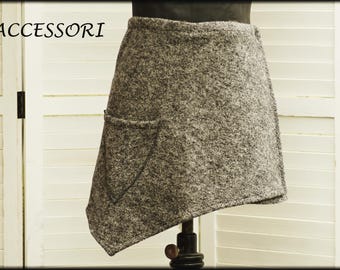 Wrap skirt wool skirt short skirt grey wool kidney warmer mini skirt warm