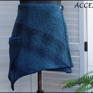 Wrap skirt wool skirt short skirt blue light checked wool kidney warmer mini skirt warm image 1