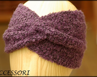 Headband made of boucle fabric purple knot headband hairband knot hairband turban hairband bandana soft light cuddly