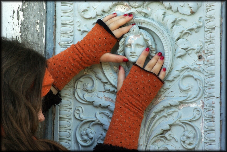 Kuschelige leichte warme gefutterte Armstulpen Stulpen Handstulpen Pulswärmer in Herbstfarben mit oder ohne Daumenloch Handwärmer Bild 8