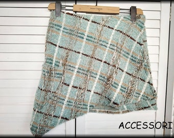 Wrap skirt wool skirt short skirt kidney warmer checkered mint light blue miniskirt wool warm cuddly