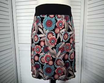 Jersey skirt summer skirt viscose jersey black petrol wine red floral ladies skirt A - form
