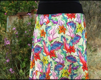 Jersey skirt Summer skirt Viscose jersey colorful with frog flowered Ladies skirt A - form