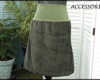 Balloon skirt corduroy skirt khaki green cotton ladies skirt corduroy