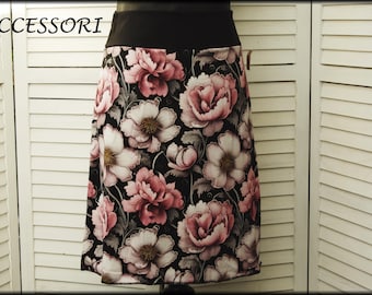 Jersey skirt summer skirt viscose jersey black pink floral ladies skirt A-form