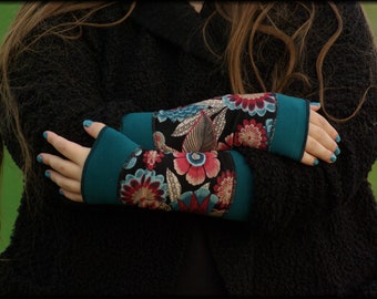 Arm Warmers Cuffs Hand Warmers Cotton Viscose Jersey Summer Warmer Flowered Pulse Warmer Hand Warmer