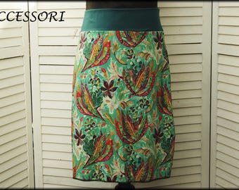 Jersey skirt summer skirt viscose jersey green turquoise yellow red floral ladies skirt A - form