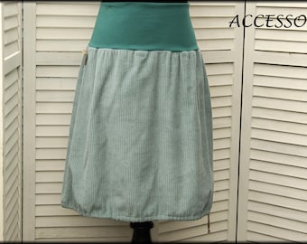Balloon skirt corduroy skirt light mint green cotton ladies skirt corduroy