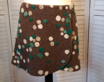 Wrap skirt wool skirt short skirt kidney warmer grey mint green dotted mini skirt wool warm