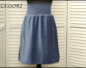 Balloon skirt corduroy skirt light blue jeans blue cotton ladies skirt corduroy