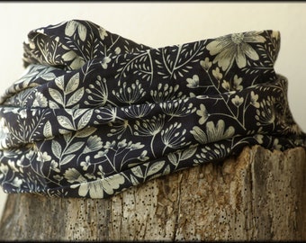 Loop scarf wrap scarf very light floral pink blue green dark blue black cotton viscose necklace