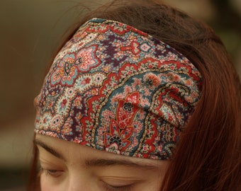 Sosa purple hairband with elastic band, paisley viscose, sun protection, hair accessory