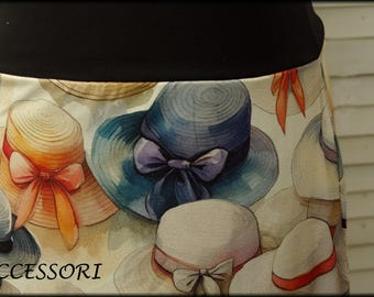 Jersey skirt summer skirt viscose jersey cream orange blue hat women's skirt A - shape