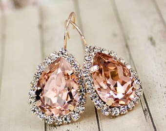 Morganite Earring Light Pink Blush Earrings Soft Pink Bridesmaid Jewelry Rose Gold Morganite Bridal Jewelry Vintage Rose Pink Bridesmaid