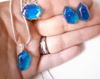 PT♡4261101 　リリカル　ネックレス　リング　セット Rupee,resin,set,ring,made,to,order,necklace,earrings,blue
