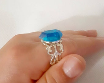 Rupee,resin,set,ring,made,to,order,necklace,earrings,blue
