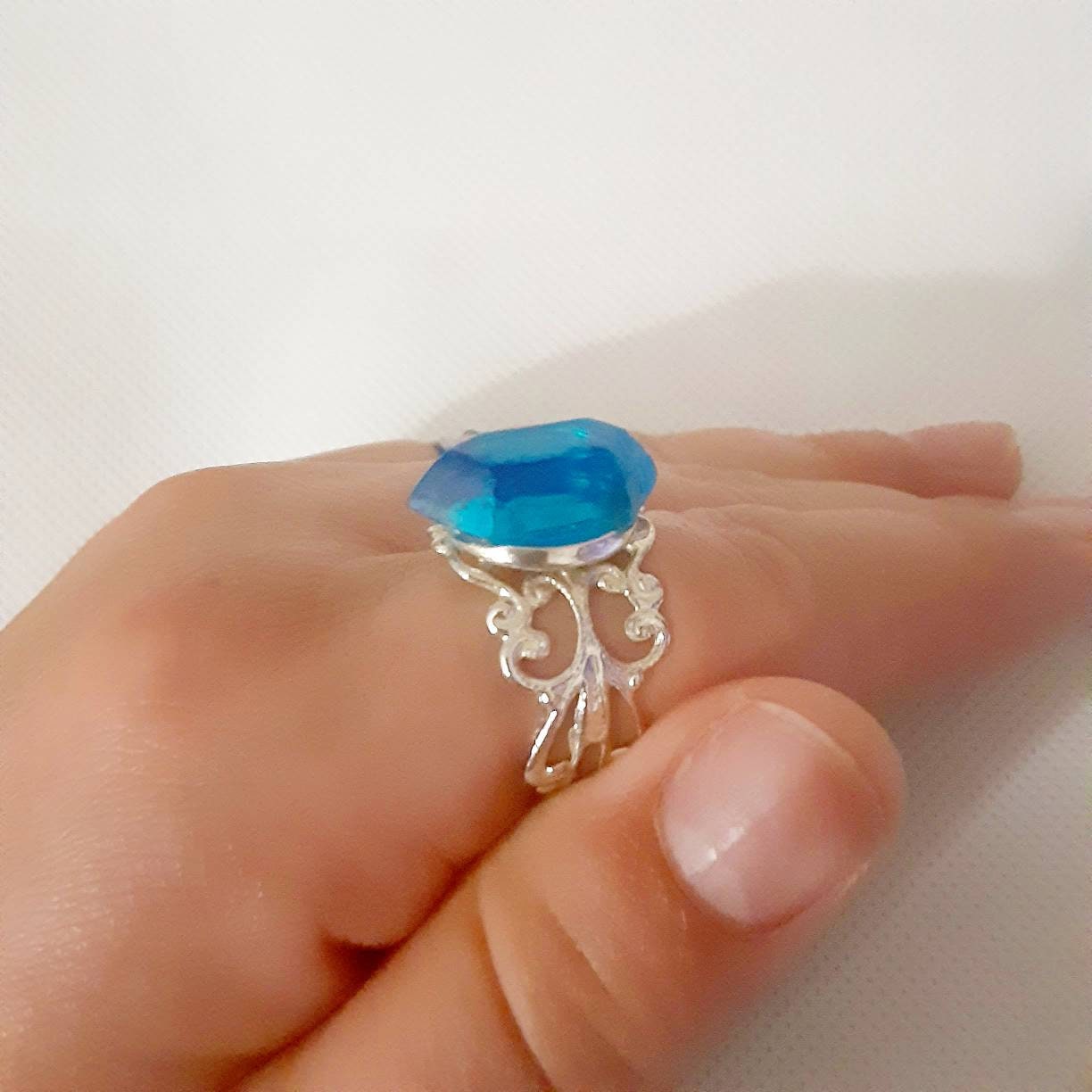 シルバー製 青赤ストーン ネックレスセット Rupee,resin,set,ring,made,to,order,necklace,earrings,blue