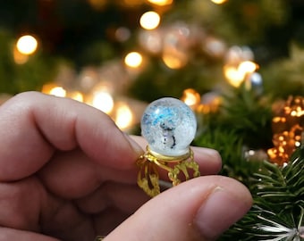 Mini Christmas Snow Globe Ring, necklace and earrings, Winter Jewelry,