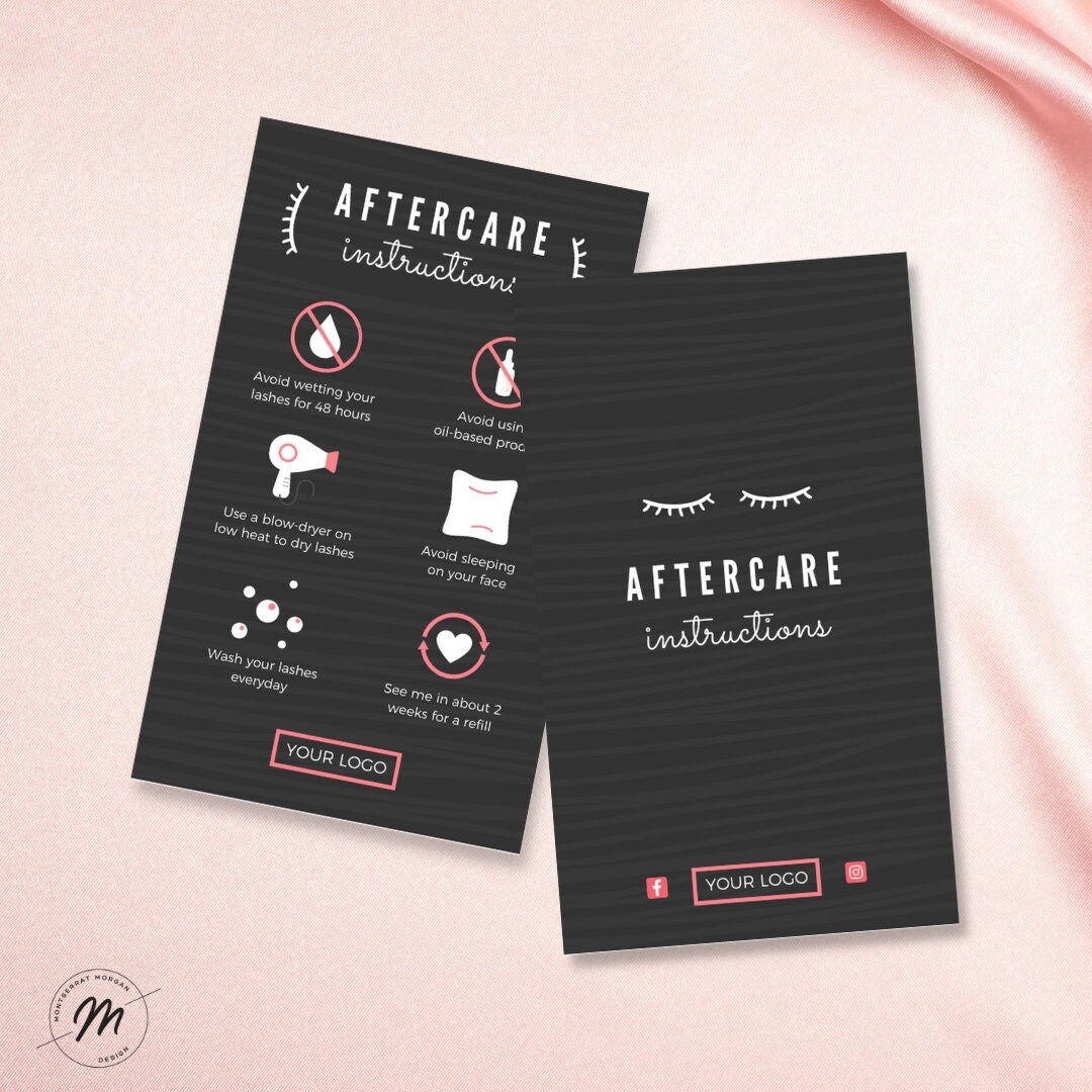 Lash Aftercare Template, Customizable Lash Extension Card, Lash Care ...