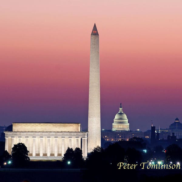 Washington DC view at dawn: archival print signed and matted