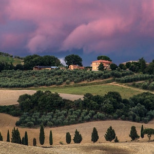 Tuscan Sunset, Italy:  archival print signed and matted