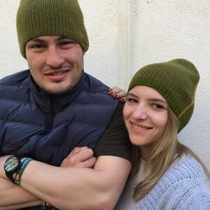 Set of 2 ribbed hats for him and her (family look). Fisherman caps, hats, beanie, slouchy, unisex. Hand-knitted.