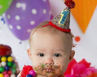 Mini Glittery Circus Birthday Party Hat | Cake Smash | First Birthday Party | 2nd Birthday | Ready to Ship