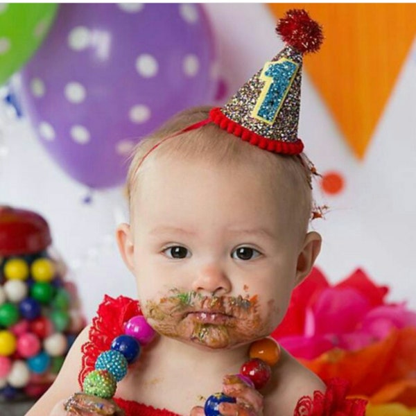 Mini Glittery Circus Birthday Party Hat | Cake Smash | First Birthday Party | 2nd Birthday | Ready to Ship