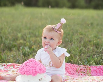 Mini Glittery Birthday Girl Party Hat First Birthday Baby Etsy